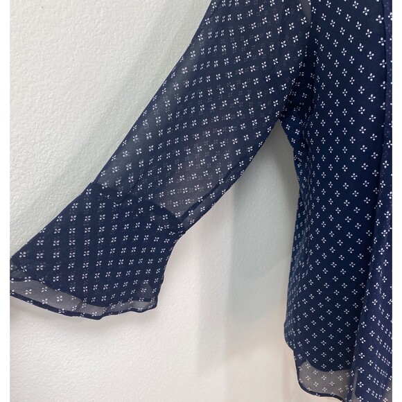 Charter Club Pullover Tunic Blouse M Chiffon Pleats 3/4 Flounce Sleeves Relaxed - Picture 6 of 13